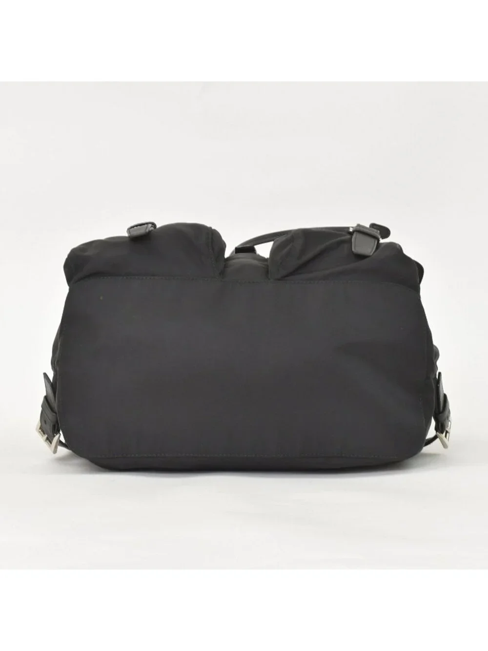 Prada Tessuto Nylon Robot Backpack Saffiano Leather Studs Metal Black